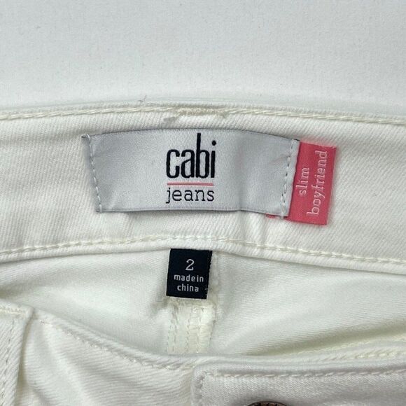 Cabi Slim Boyfriend Floral Embroidery White Jean - Picture 4 of 8